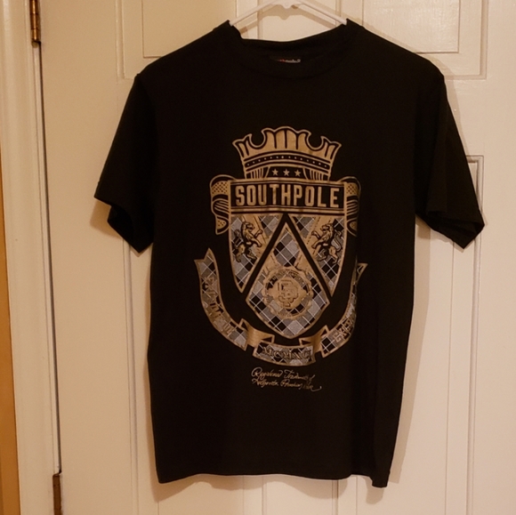 Southpole black Gold Graphic T-shirt size S 8-10 - Picture 1 of 6